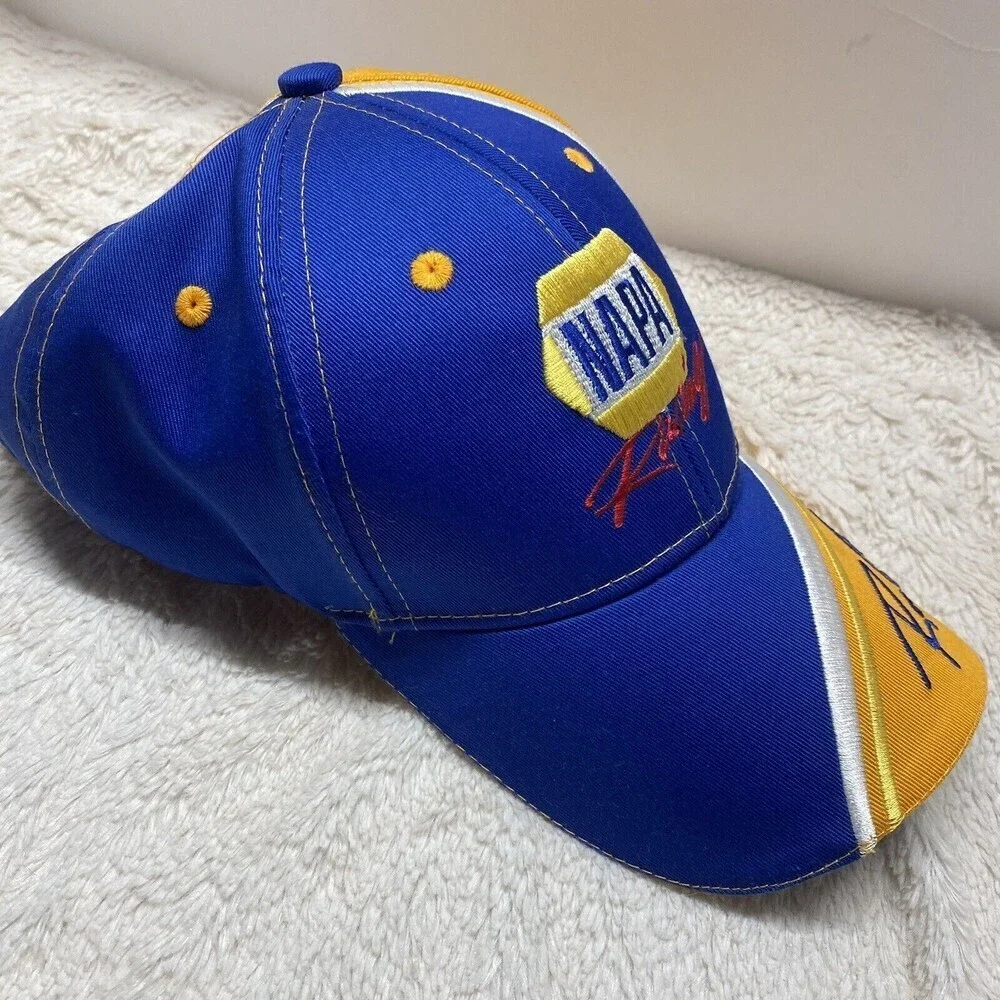 NAPA Racing Adjust Dad Hat NASCAR Ron Copp #28 Blue Yellow Embroidered S…